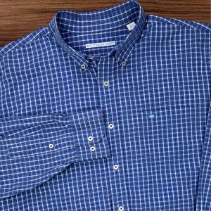Southern Tide Men’s L/S Blue Check Pattern Dress Shirt. Size XL
